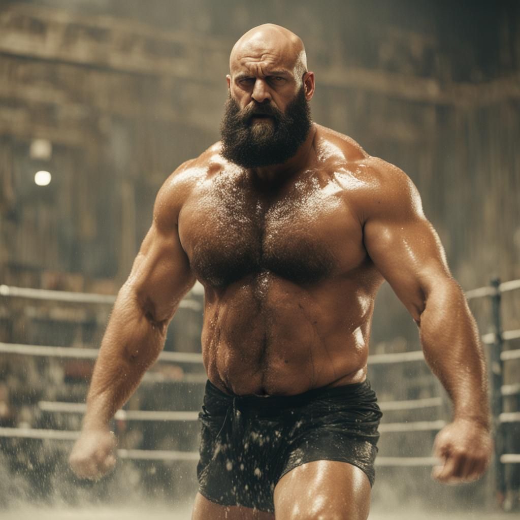 Cinematic Oil Wrestling: Muscular Athletes in Action