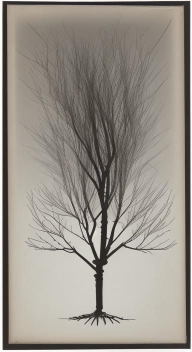Photogram of Black Bird in Winter Landscape