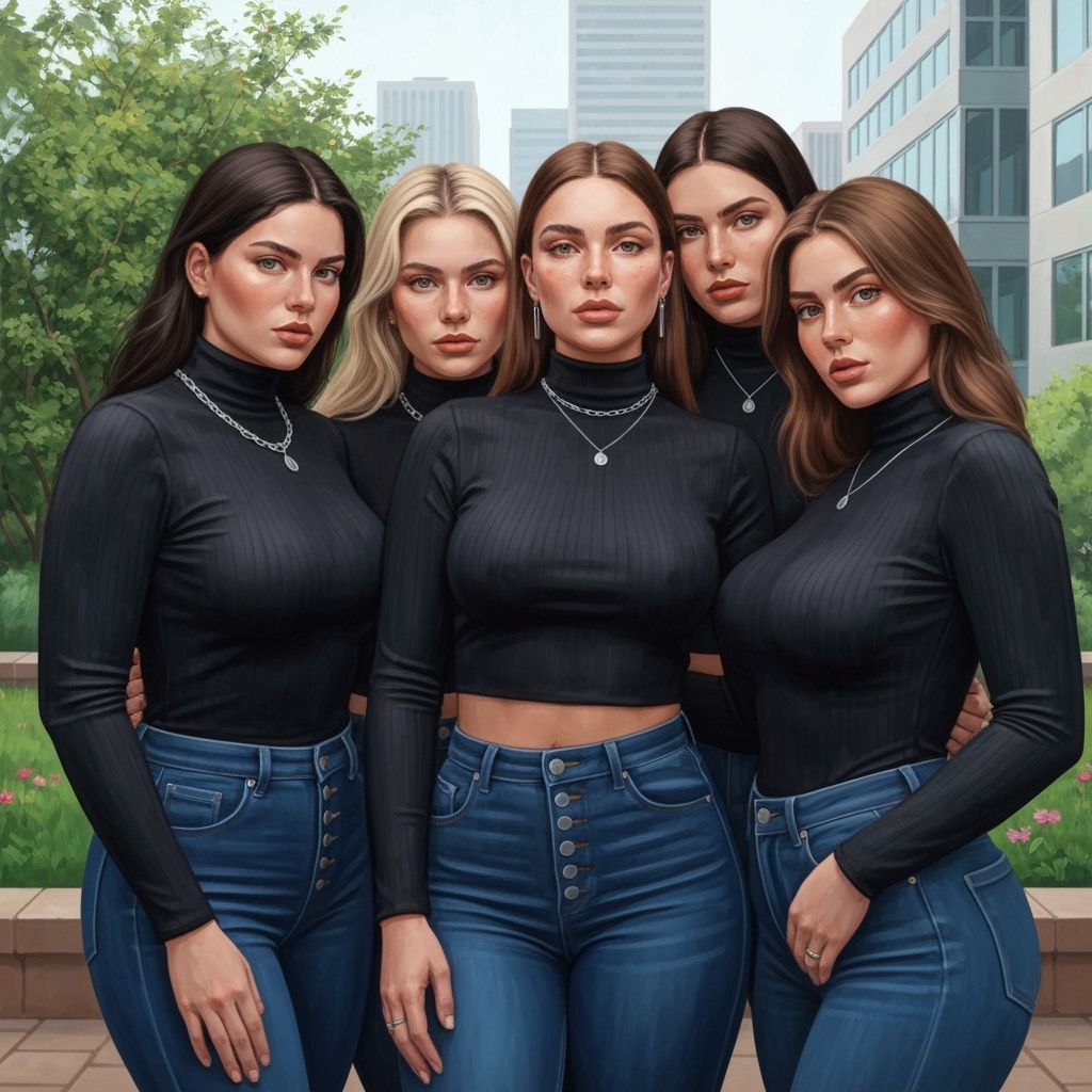 Elegant Women Friends in Garden City Painting