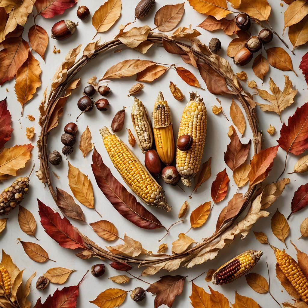 Romantic Thanksgiving Corn Cob Still Life in Oil Painting St...