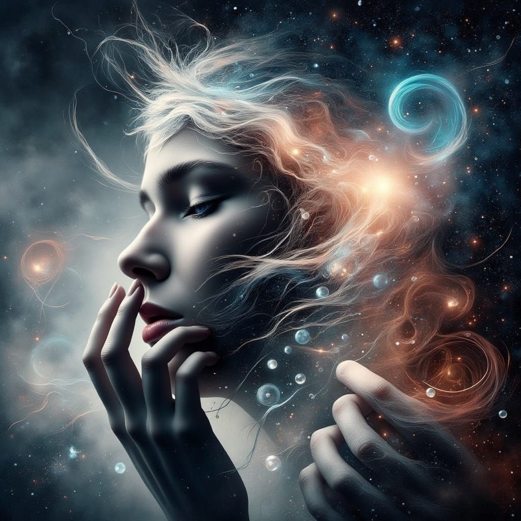 Ethereal Woman in Mystical Realm Digital Art