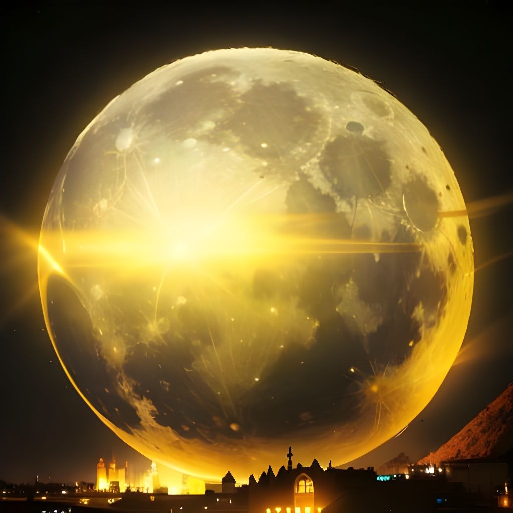 Golden City Under the Moon's Gaze