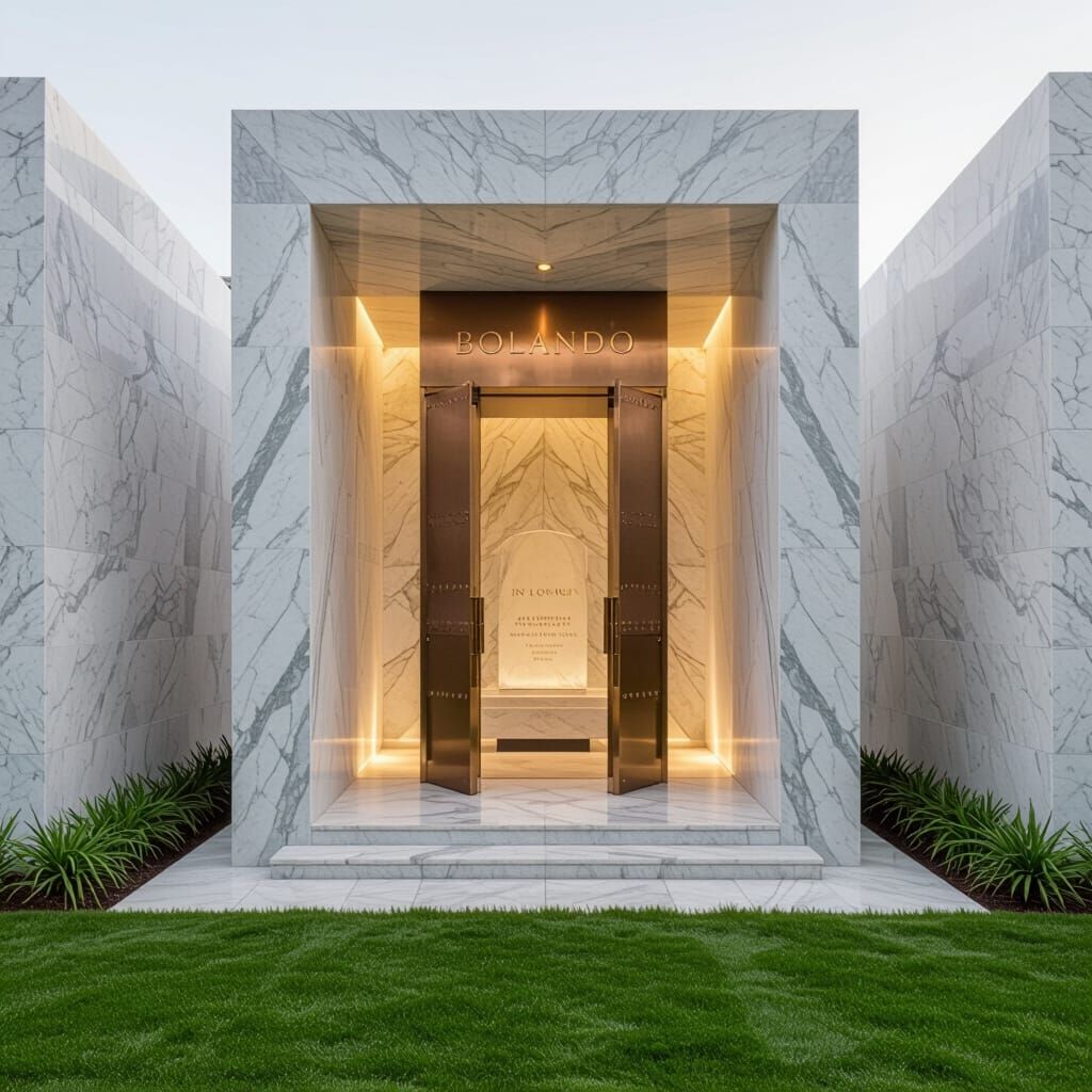 Elegant Marble Mausoleum with Bronze Doors