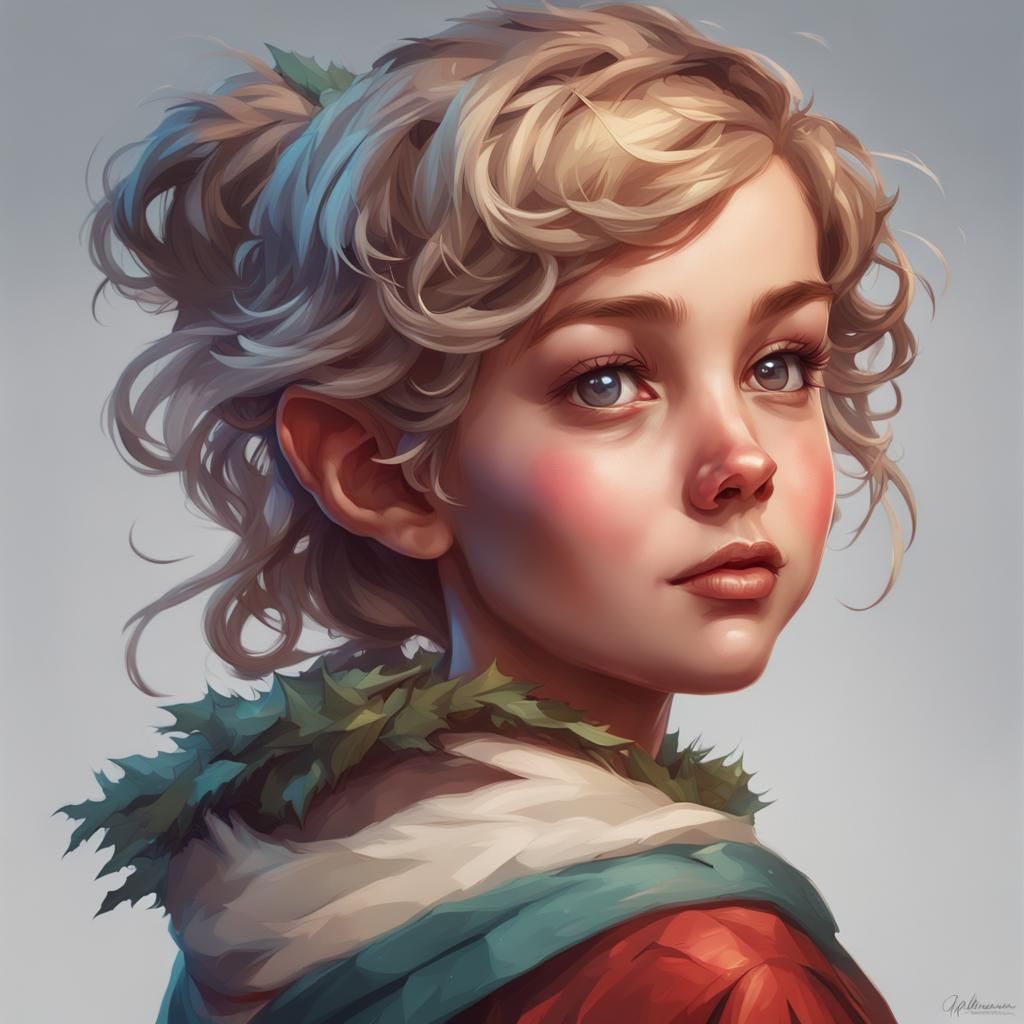 Festive Christmas Portrait in Hyperdetailed Digital Art