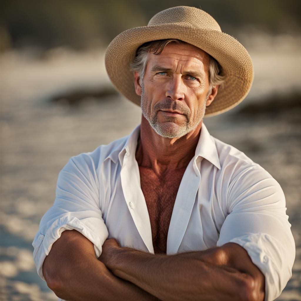 Hunky Man on Beach: Professional Portrait Photography