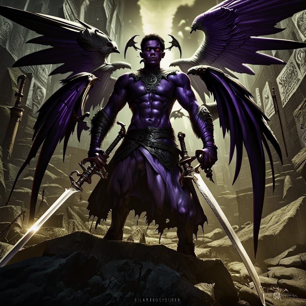 Angelic Swordsman with Platinum Armor, Anime Style