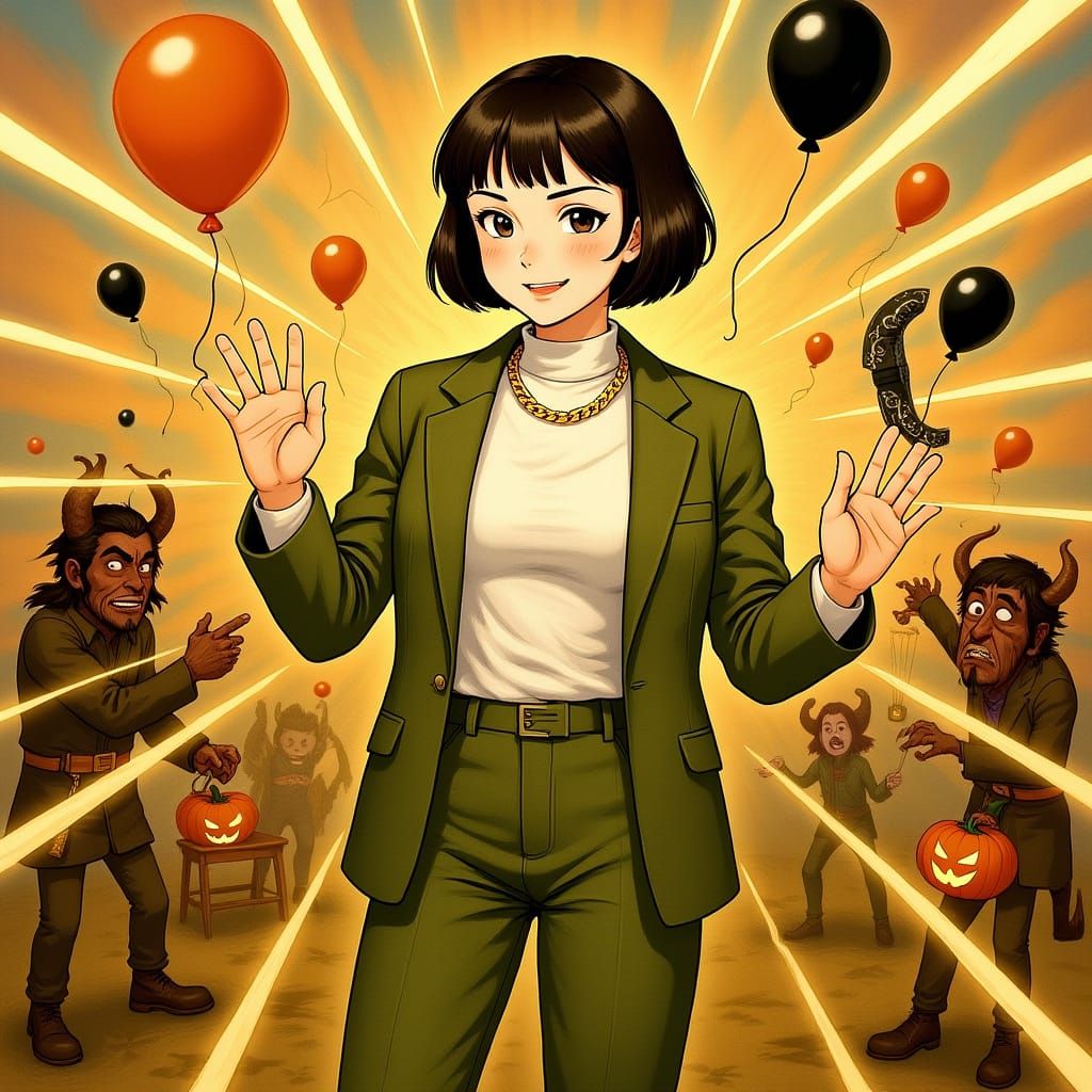 Surreal Halloween Birthday Party with Demons and Balloons