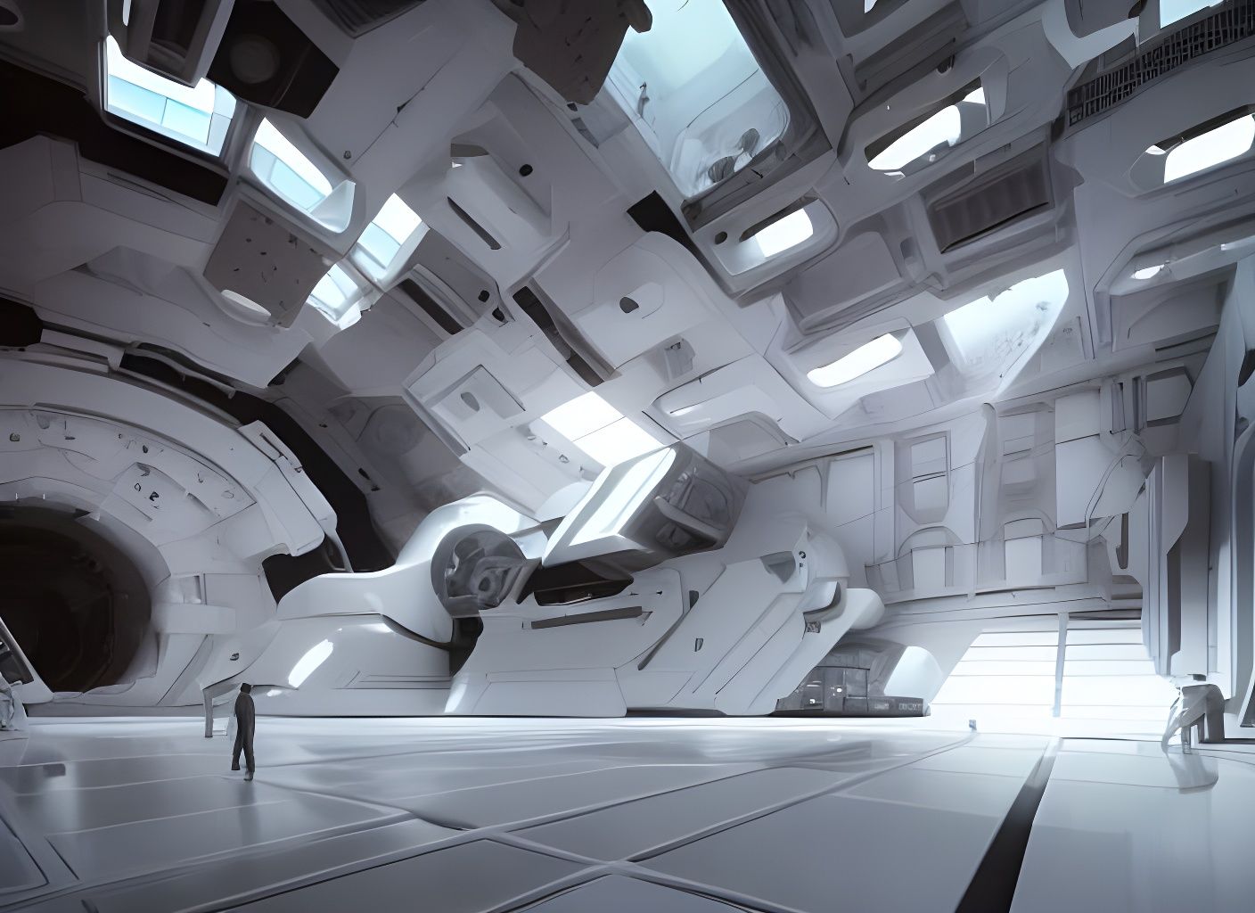 Futuristic Space Station Interior in Photorealistic Style