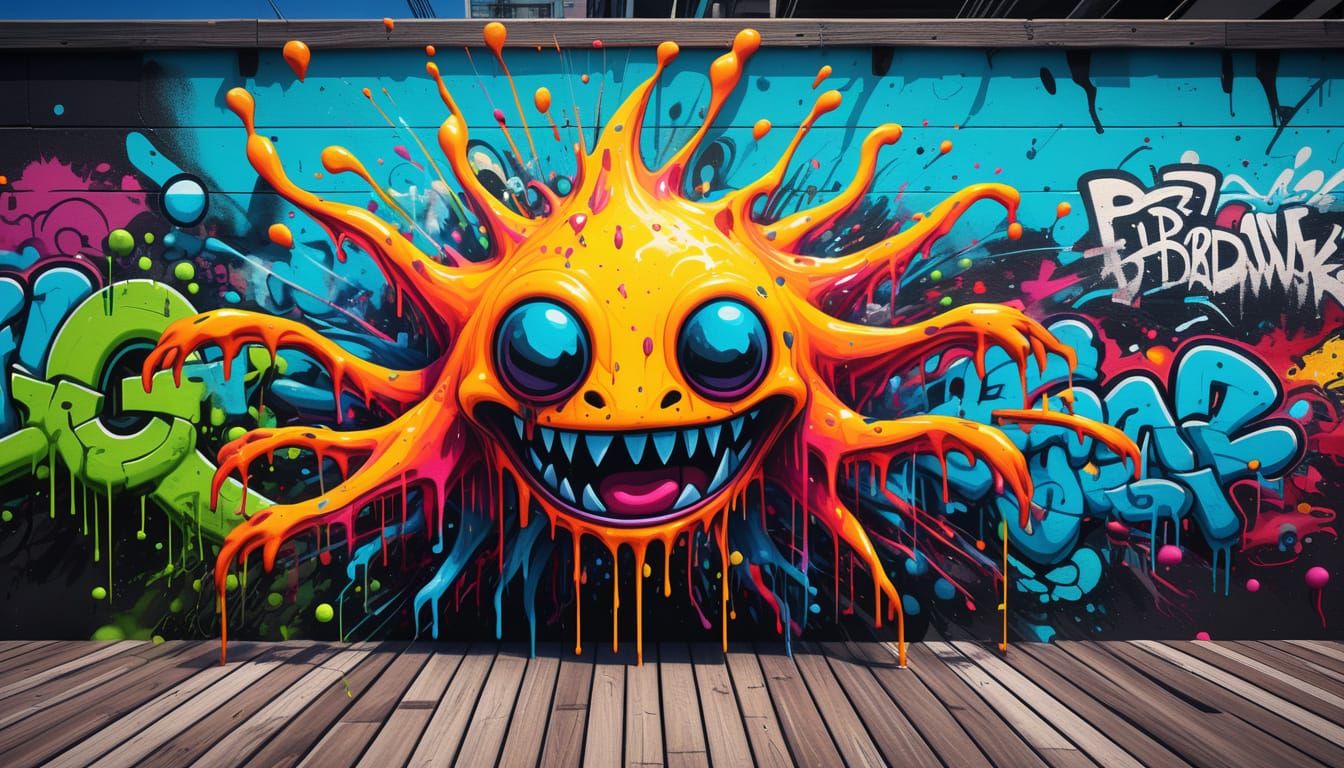 Creature Capturing Boardwalk Art in Splash Style
