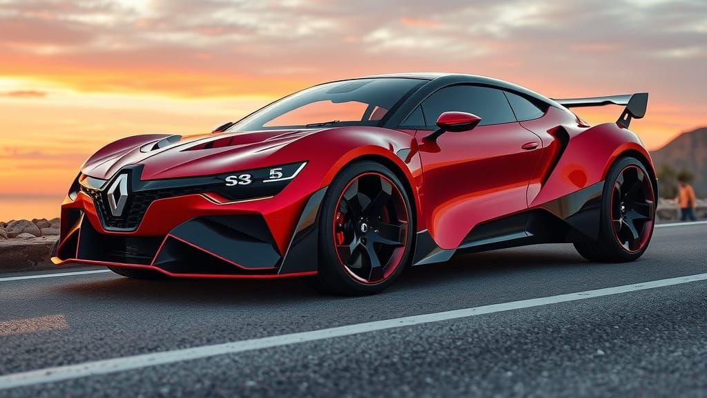 Futuristic Renault Fuego Concept Car by the Sea