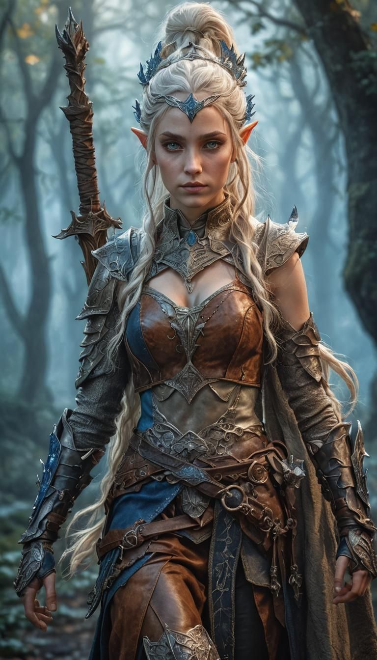 Beautiful Elf in Elven Armor, Photorealistic Portrait