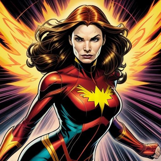 Famke Janssen as Jean Grey in Comic Book Art Style