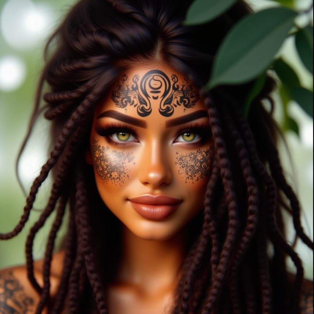 Striking Maori Woman with Koru Tattoo
