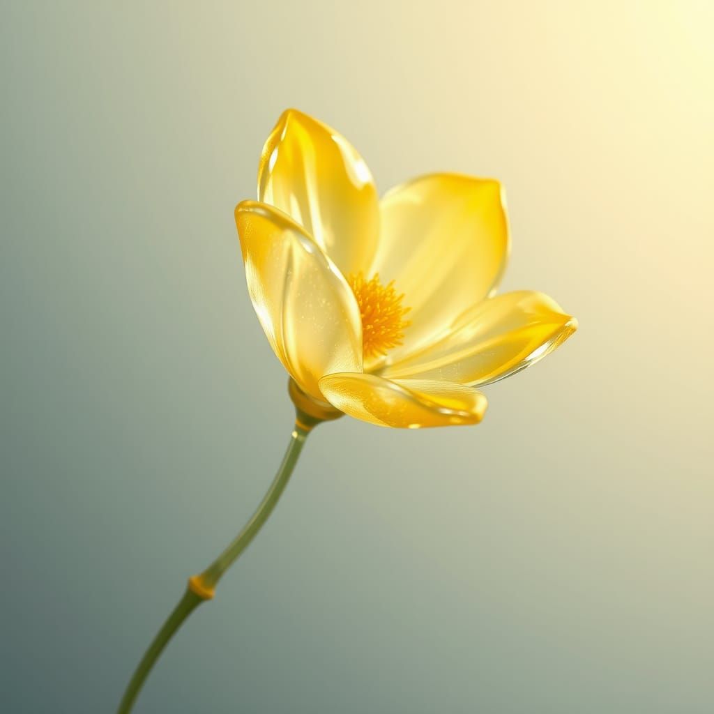 Glass Flower with Yellow Petals in Fantasy Style