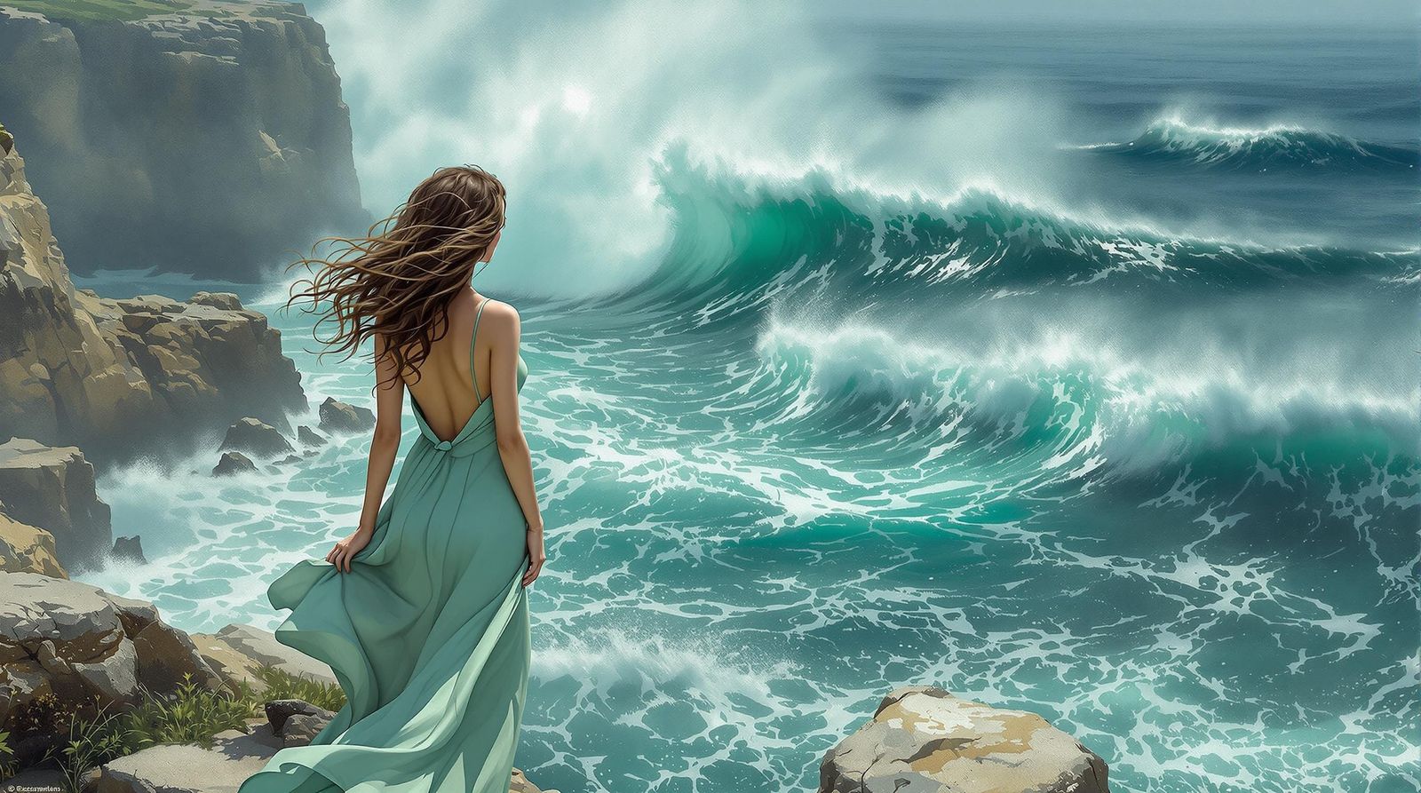Coastal Goddess in Spray Painted Realism
