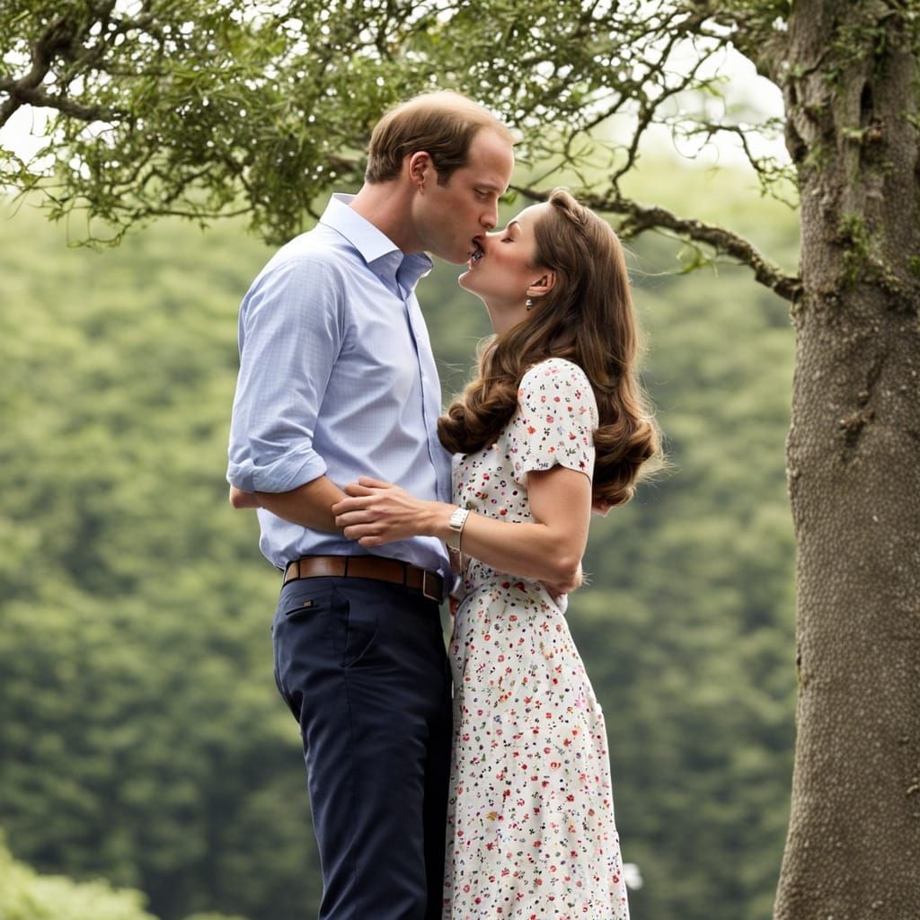 Kate Middleton Embracing a Romantic Moment