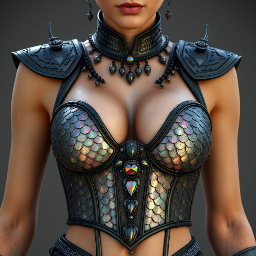 Gothic Dragon Scale Corset as Fantasy Concept Art