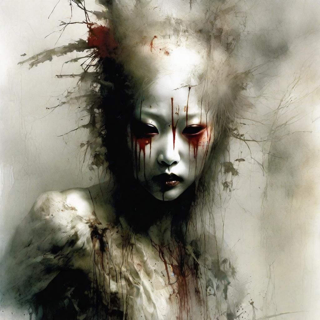 Hyperrealistic Japanese Onryō Ghost Digital Art