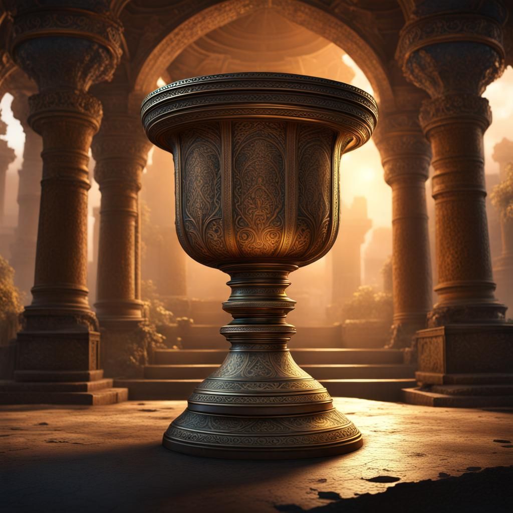 Celestial Chalice in Forgotten Temple: Matte Painting