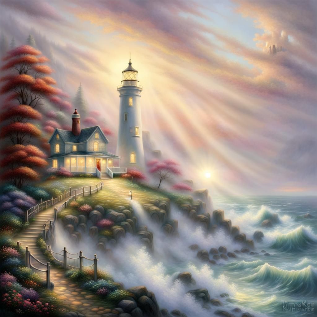 Ethereal Lighthouse in Fantasy Landscape
