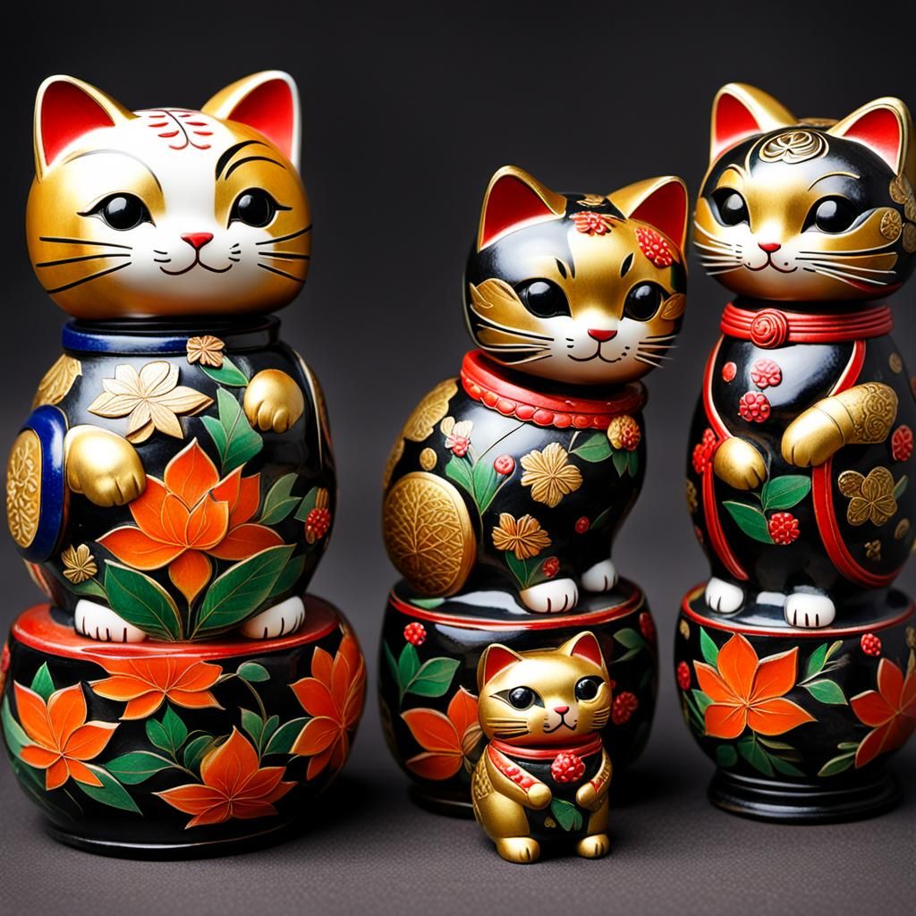 Lucky Charms: Clovers, Horseshoes, Kokeshi, Maneki-neko