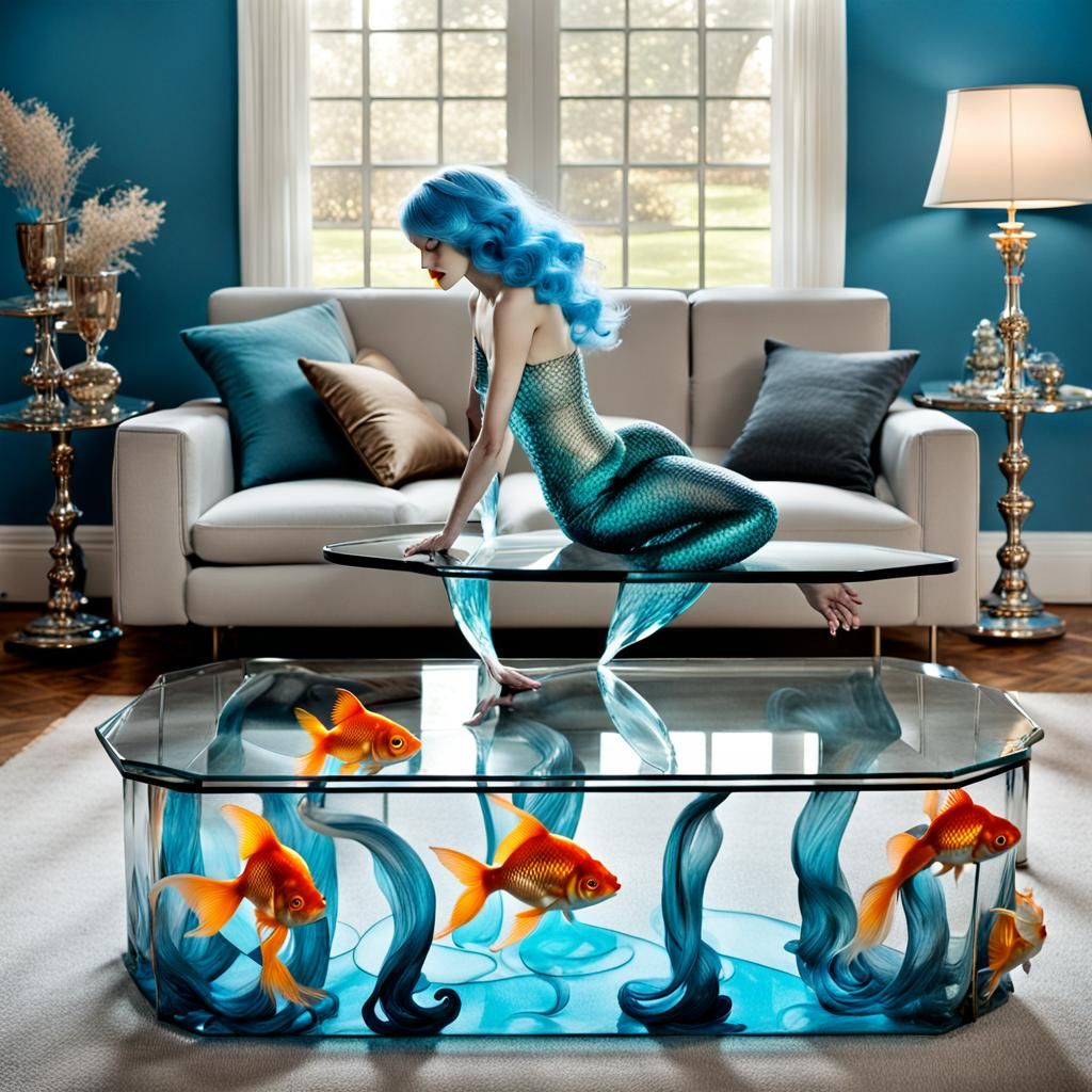 Mermaid in Steampunk Coffee Table