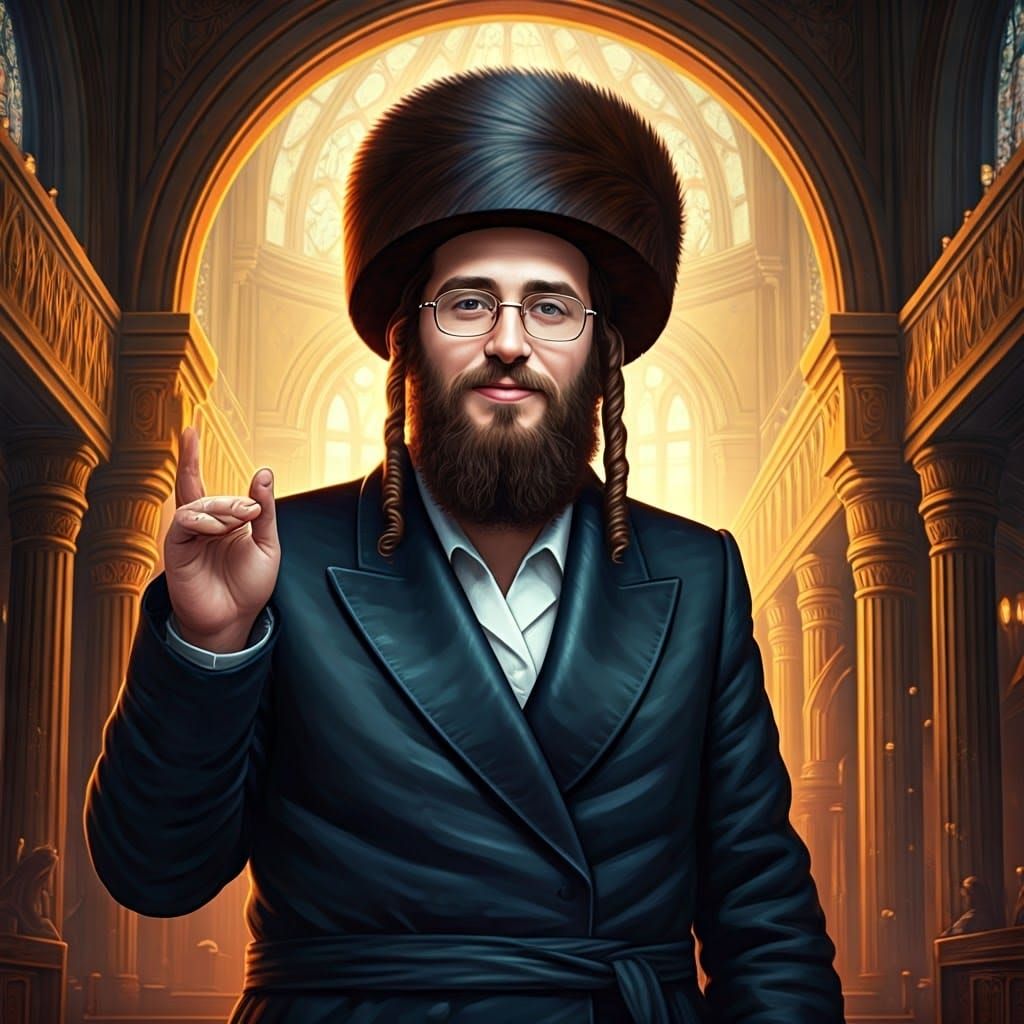 Young Hasidic Rebbe: Cinematic Art Nouveau Portrait