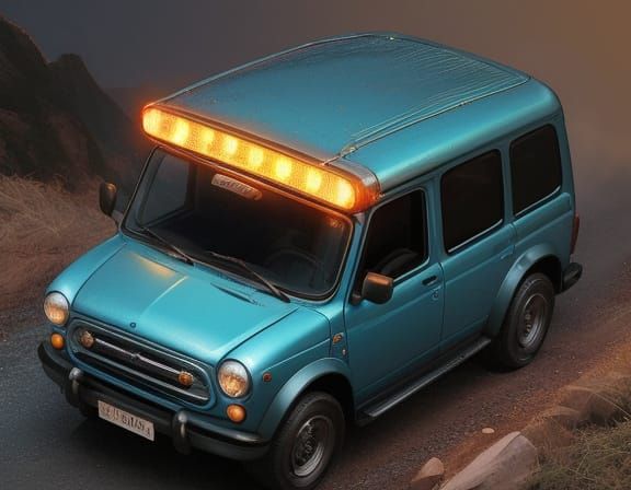 Red Daihatsu Mini Truck on Mountain Road