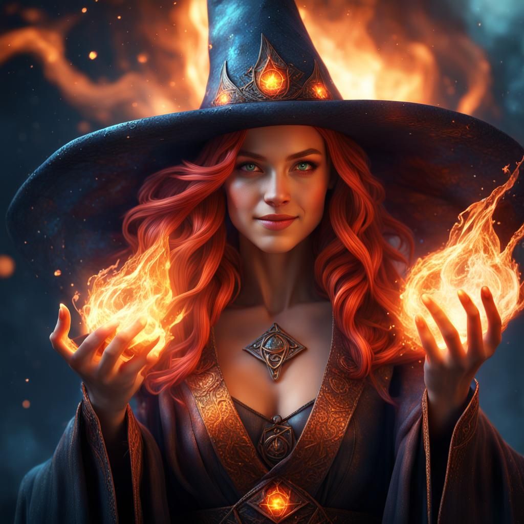 Sorceress Girl Combines Elements in Fantasy Concept Art