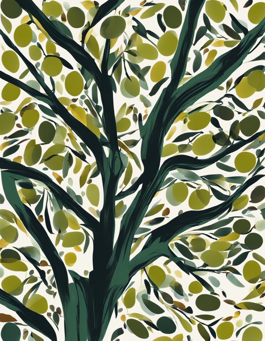 Vibrant Abstract Olive Tree Branch