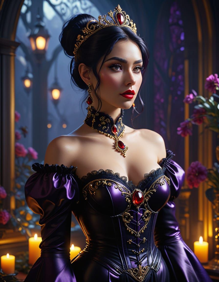 A man-sissy dressed in an elegant latex black gown, resembli...