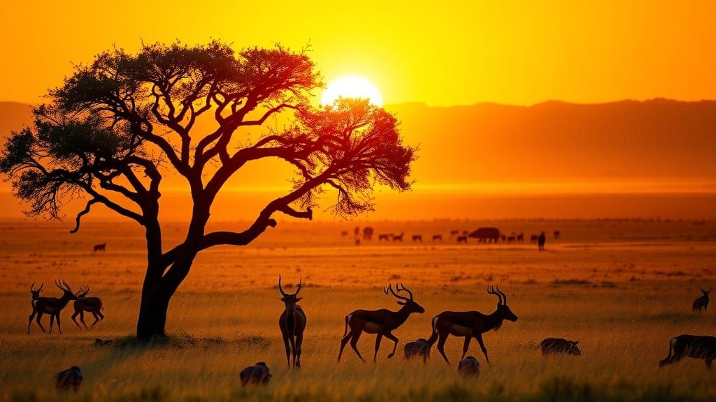 Golden Sunset on African Savannah