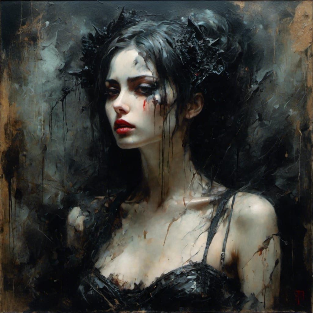 Gothic Syrian Woman in Latex Lingerie