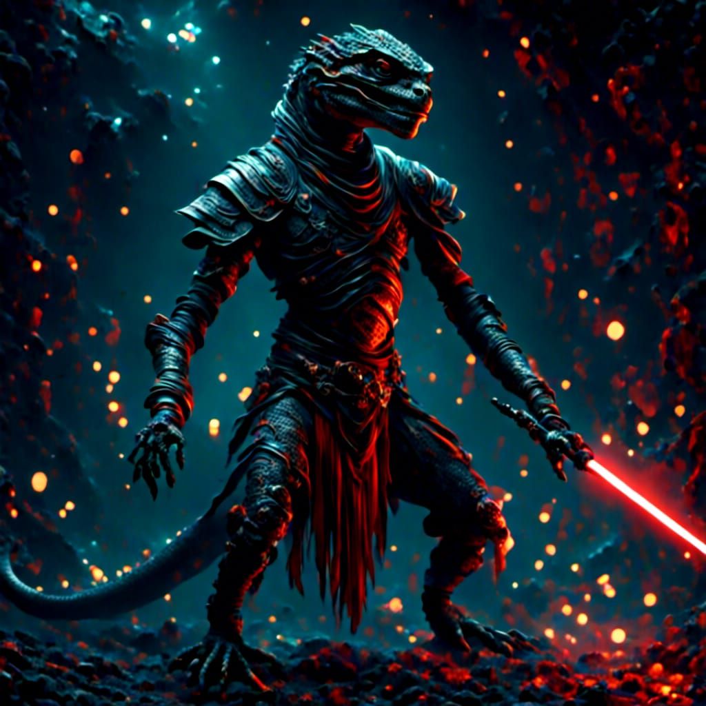 Reptilian Sith Lord with Amber Lightsaber