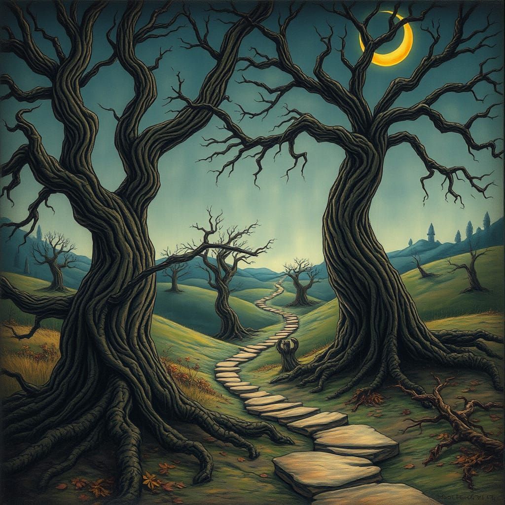 Whimsical Dreamscapes of Ancient Landscapes in a Mysterious...