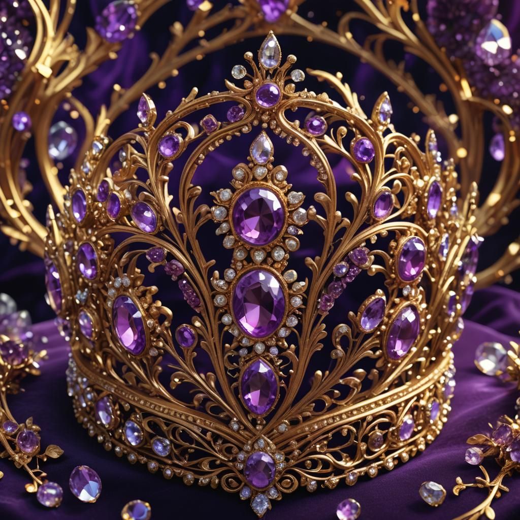 Crystal Tiara on Velvet in Detailed Matte Painting
