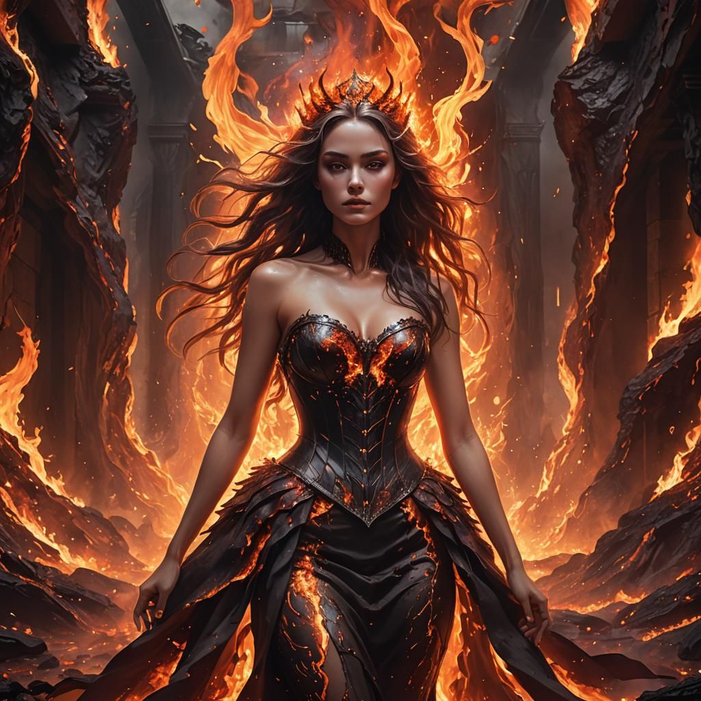 Ethereal Fire Queen in Flowing Magma