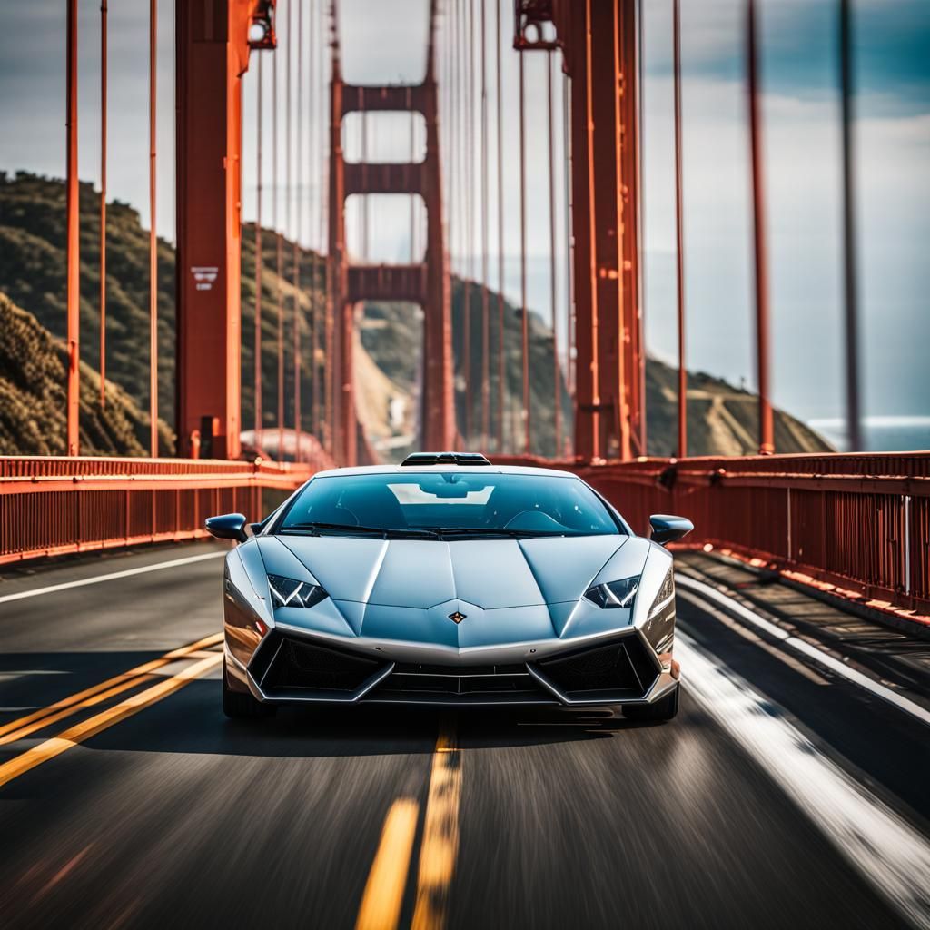 Lamborghini Golden Gate Chase: Hyperrealistic Car Scene