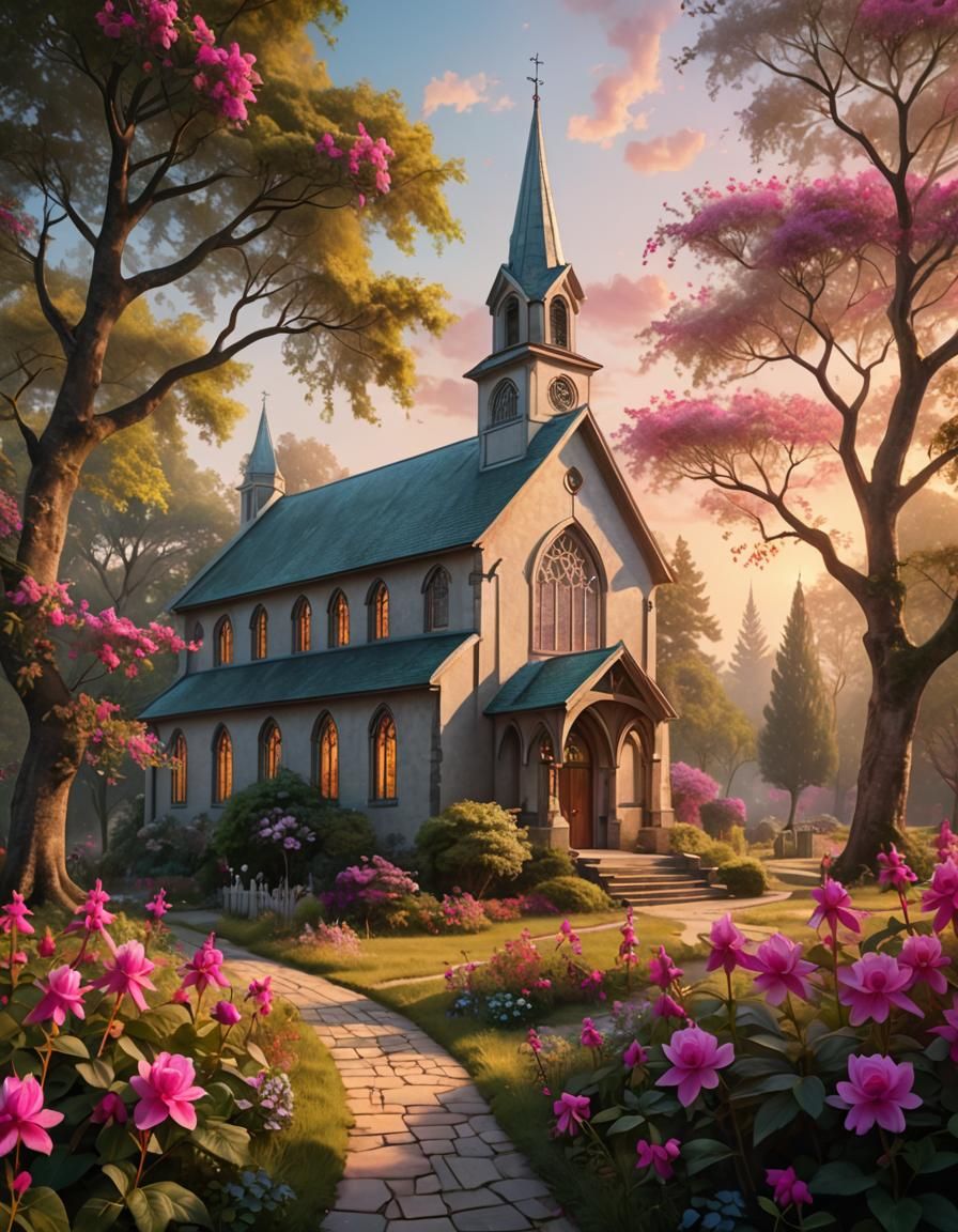 Enchanting Country Church in Digital Matte Painting