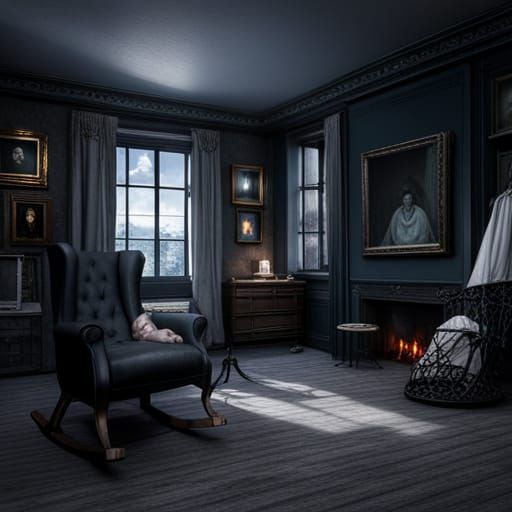 Spooky 19th Century Haunted Nursery Scene