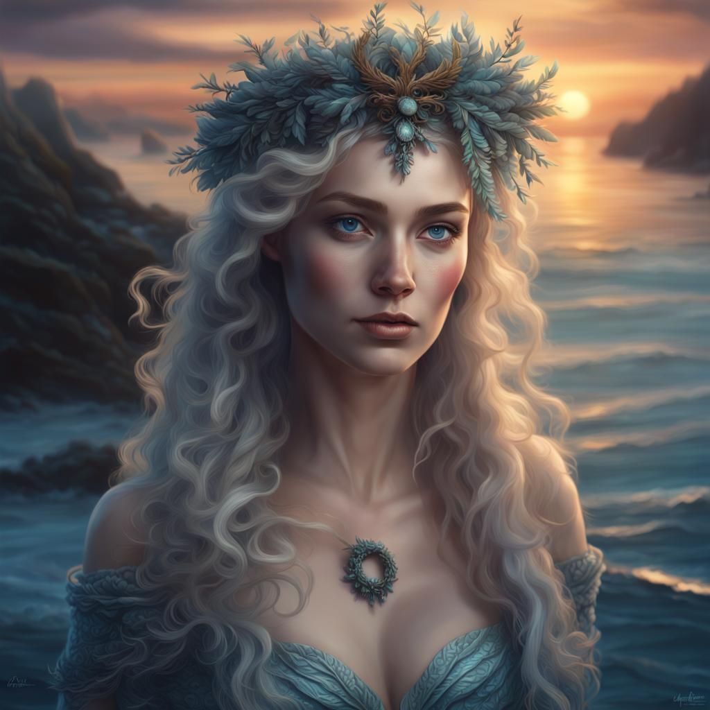 Beautiful Sea Divinity Portrait in Detailed Matte Painting