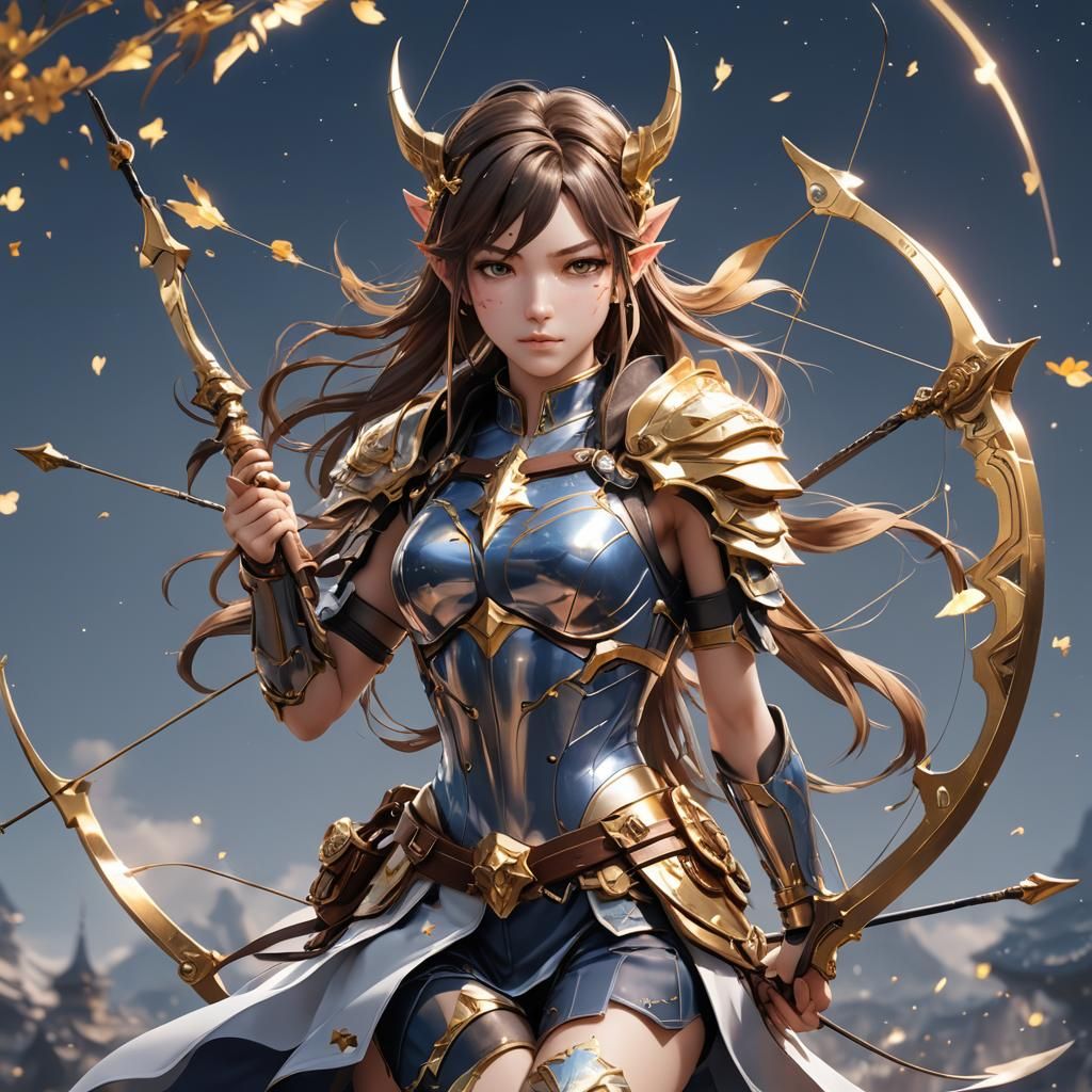 Sagittarius in Detailed 3D Anime Art Style