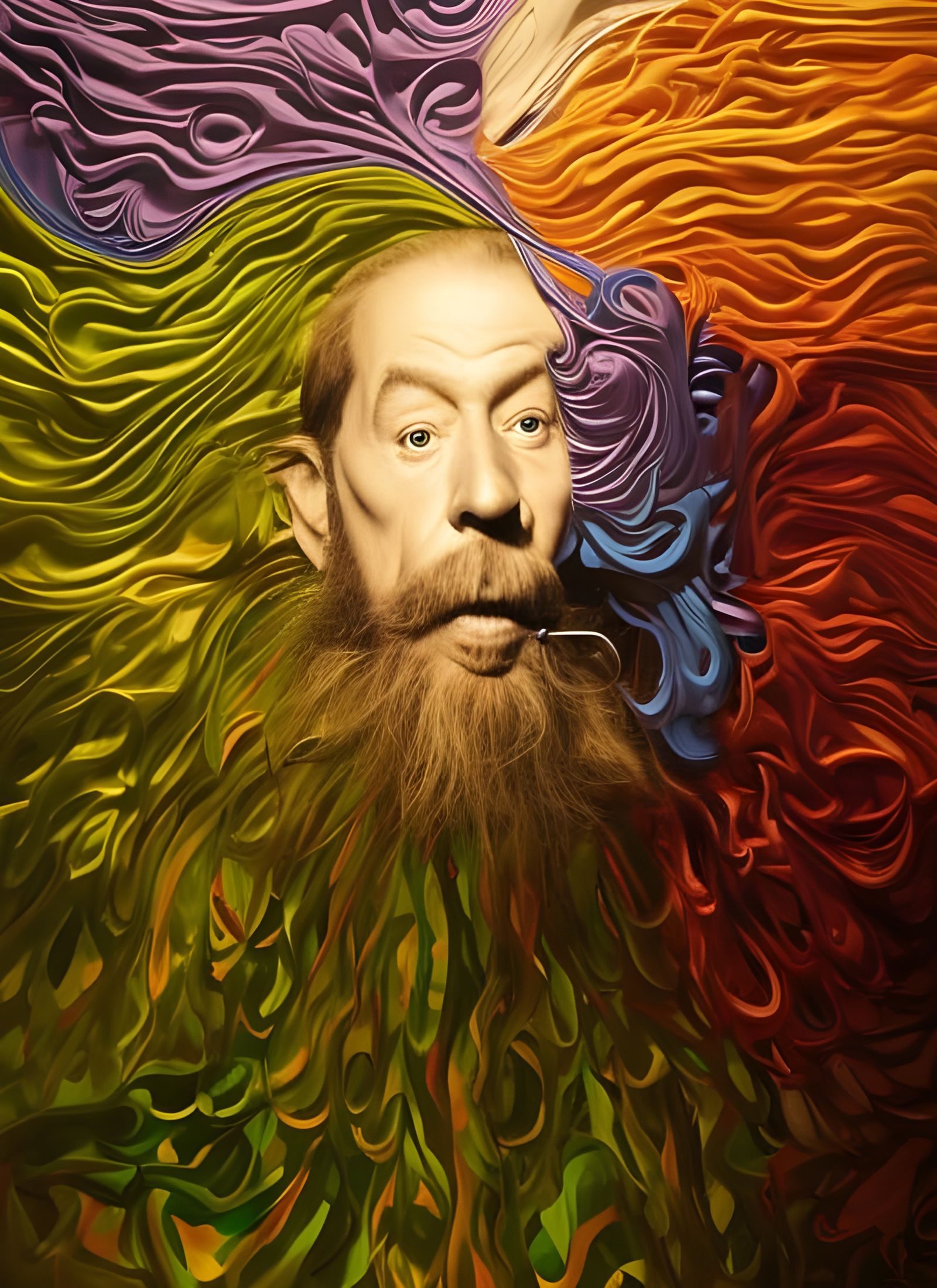 Surreal Folk Singers in Abstract Hyperreal Painting