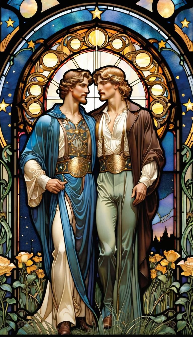 Masterpiece Stained Glass: David & Jonathan, from the Bible,...