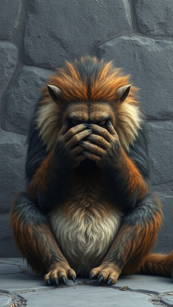 Despondent Furry Creature in Matte Painting Style