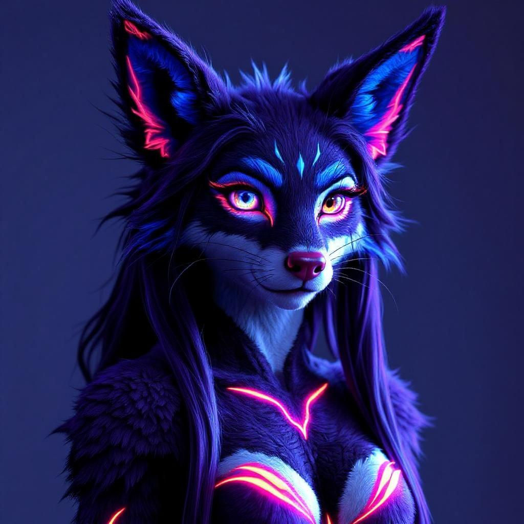 Wolf Fursuit with Rabbit Ears and Heterochromia