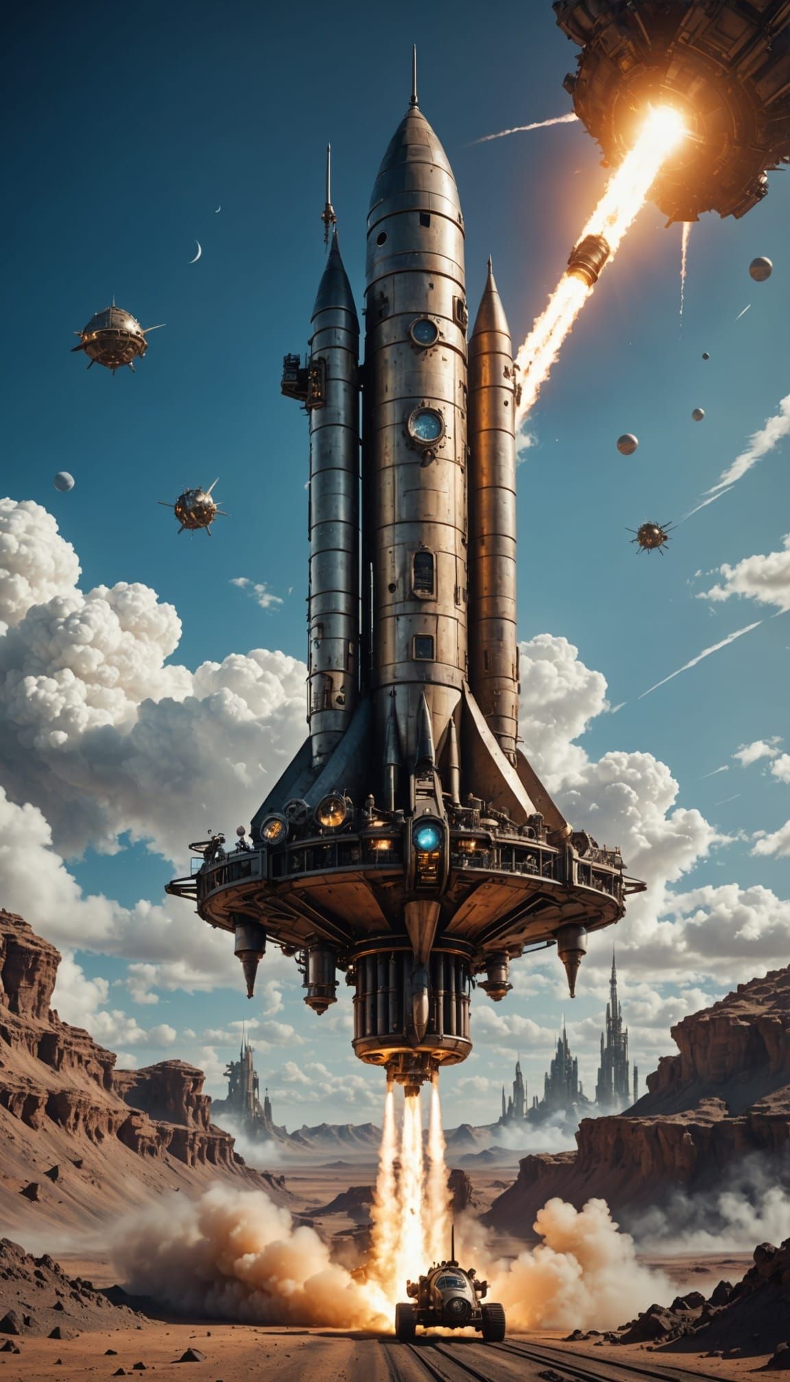 Steampunk Rocket Blasts Off on Terraformed Planet
