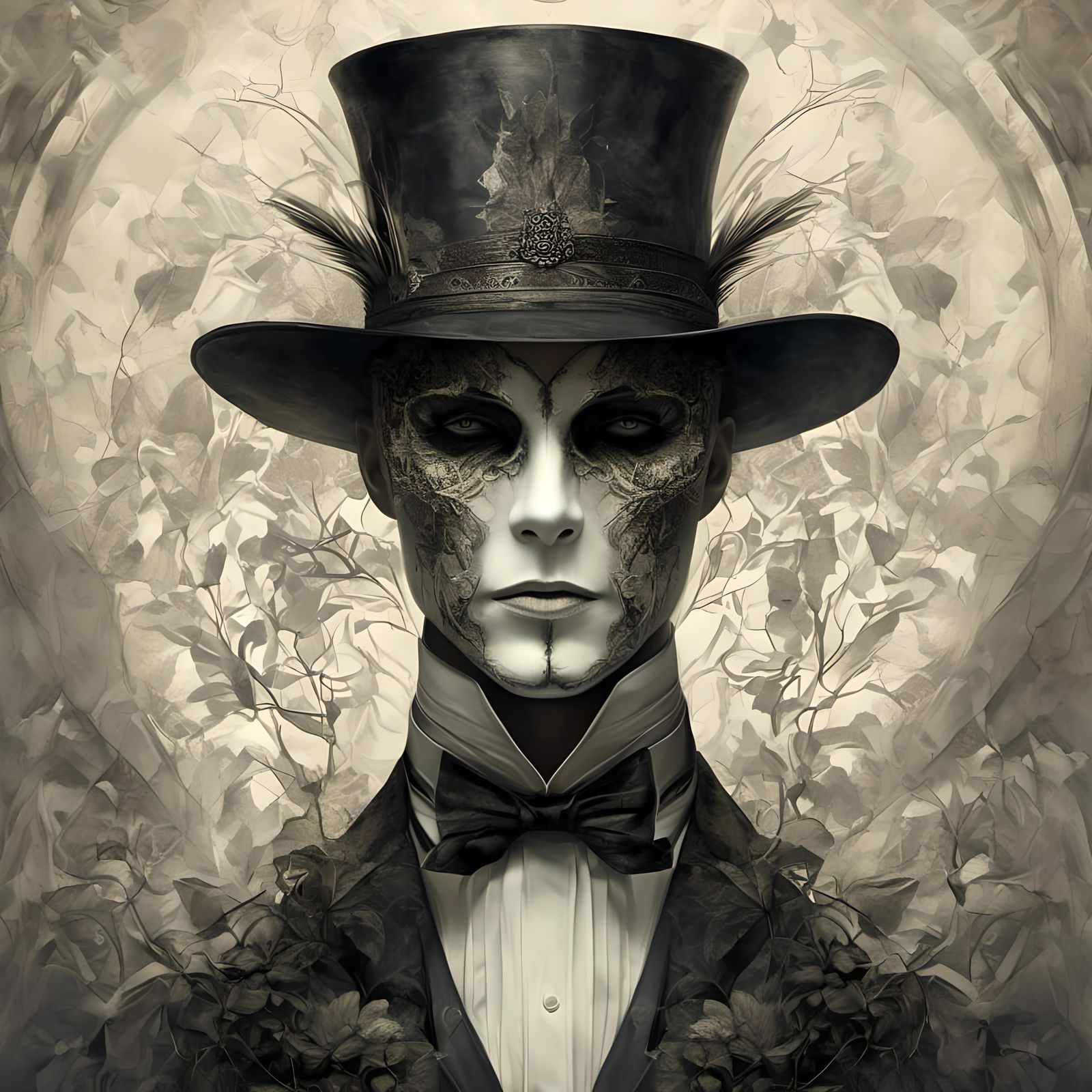 Mysterious Faceless Man in Mask with Shimmering Lights