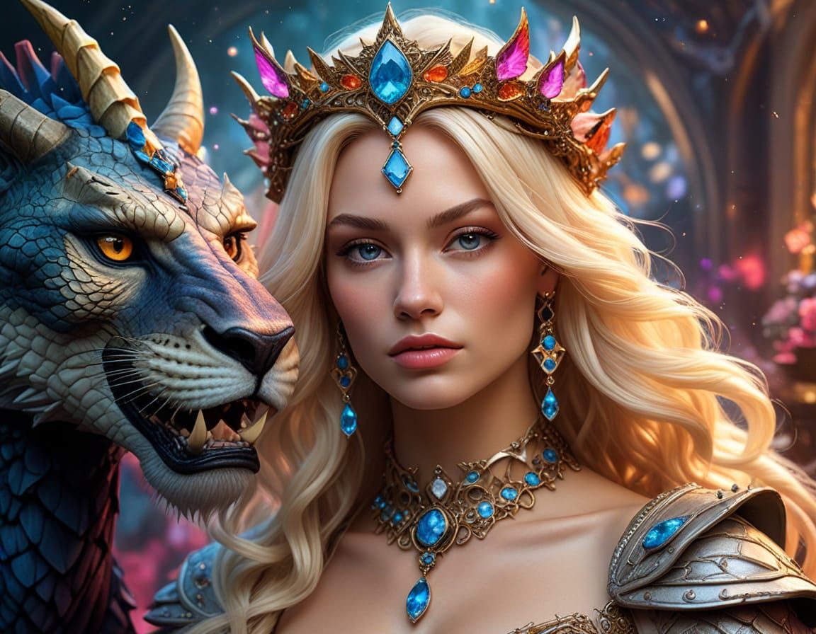 Enchanted Neko Goddess Riding Unicorn Majesty