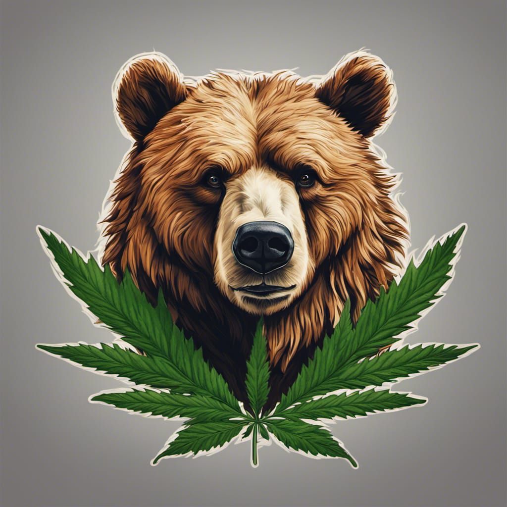 Cannabis Bear Brand Logo in Hyperrealistic Style